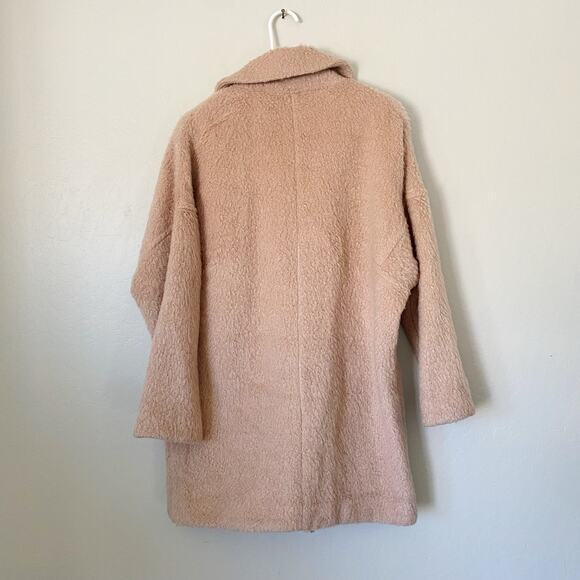 Free People Tan Camel Wool Blend Pockets Mid Length Warm Lined Jacket Top Coat - Picture 5 of 7